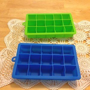 Flexible Ice Trays - Two flexible, colorful  silicone ice trays